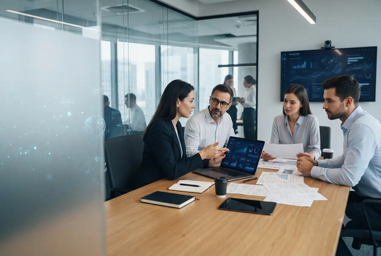 Creative team reviewing brand concepts